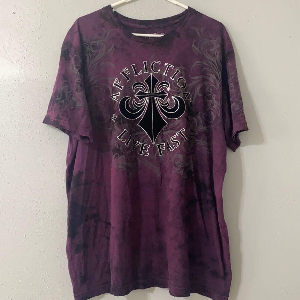 Affliction Live Fast Purple Tie Dye Short Sleeve